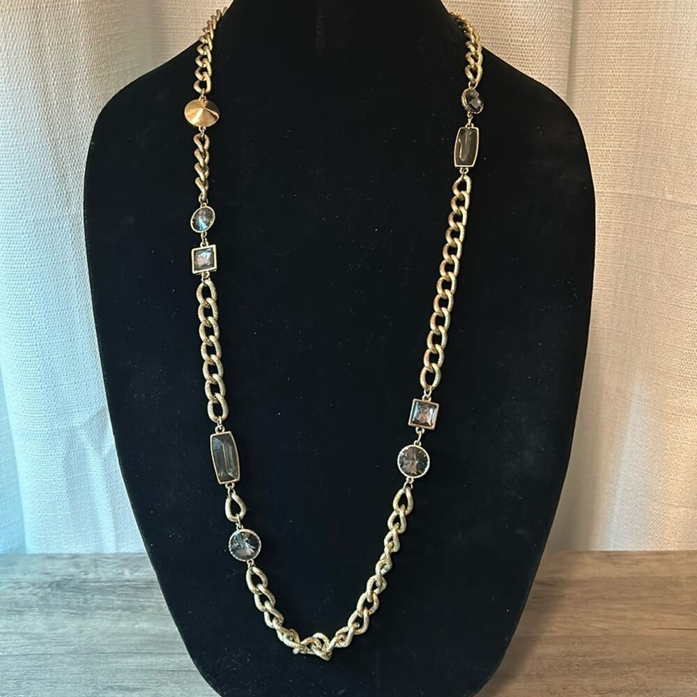 Chico’s Long Large Chain and Rhinestone Necklace #143
